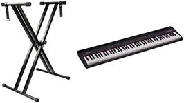 Roland Go:Piano88 Digital Piano, Full-Size 88-Note Piano & RockJam RJX29 Double Braced Adjustable Keyboard Stand with Locking Straps, Black