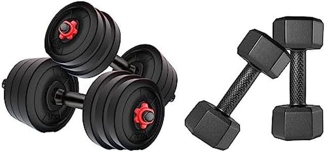 Kore DM-10KG-COMBO16 Home gym & Fitness Kit, 2.5 kg x 4 (PVC, Adjustable, Black) & Kore PVC DM-2kg-Combo 161 Dumbbells Set and Fitness Kit for Men and Women Whole Body Workout (Fixed, Black)
