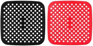 2 Pcs NUZAMAS Air Fryer Mats 7.5 Inch Square Reusable Air Fryer Liners Silicone Mats Non-Stick Mat Fry Pan Baking Mat for Kitchen