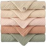 Baby Muslin Washcloths - Natural Muslin Cotton Baby Wipes - Soft Newborn Baby Face Towel and Muslin Washcloth for Sensitive Skin - Baby Registry as Shower, 5 Pack 9.06x9.06 inches