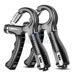 Wearslim® Professional Hand Grip Strengthener with Counter, Adjustable Resistance 5 to 60kg, Grip Strength Trainer for Muscle Building, Forearm Exerciser (Assorted Color)[Pack of 2]