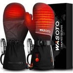 Heated Mittens Gloves for Women Men 7.4V 22.2WH 3000mAh Electric Rechargeable Waterproof Ski Gloves for Winter Work Skiing Snowboarding(BlackGray,M)