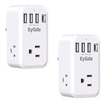 (2 Pack) Canada to UK Plug Adapter, EyGde Ireland Type G European Power Adapter Converter with 3 American Outlets 3 USB Ports & 1 USB C, UK Travel Adapter for US CA to British England Scotland