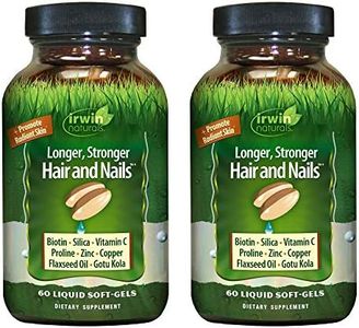 Irwin Naturals Longer, Stronger Hair and Nails – Promotes Vibrant Shine Texture & Strength - 60 Liquid Softgels (Pack of 2)