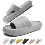 IDEINER Cloud Slides for Women Men Flip Flops Cozisliders Original Pillow Slippers Non Slip Shower Shoes Thick Sole Cushioned Sandals Bathroom Pool Beach Adults Grey Size 7-8W/5.5-6.5M (38/39)