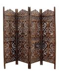 Incredible Arts Wooden Partition Screen/Room Divider Traditional Handicrafts S Patter 6 Feet Height (Brown) (4 Panels)