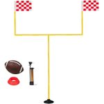 Nbguigdstr Football Field Goal Post-6 ft x 4 ft Portable Football Goal Post with Football Kicker Stand,Football and Pump-Backyard Kicking Field Goal Post for Kids/Youth/Adults-(2ft-6ft in Height)