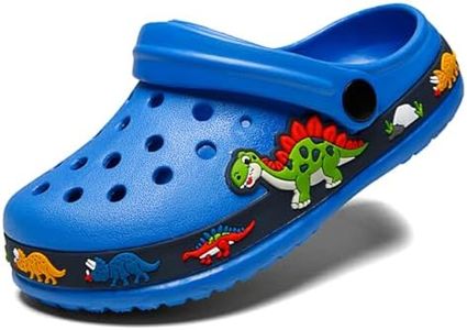 BMINFEE Kid's Girls Boys Clogs Garden Shoes Toddler Slip On Cartoon Slides Sandals Beach Slipper Children Water Sneakers, Blue, 9 Toddler