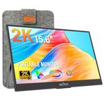 InnoView 2K Portable Monitor 15.6" QHD 100% sRGB, Built-in 180° Adjustable Stand Travel Monitor USB C Standard HDMI Ultra-Slim Portable Monitor for Laptop MacBook Phone PS Xbox Switch