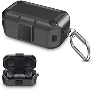 TOLUOHU Case for Bose QuietComfort Earbuds Case with Lock, Shock-Absorbing Protective PC+TPU Security Lock Case Cover Compatible with Bose QuietComfort Earbuds for Men Women with Keychain (Black)