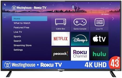 Westinghouse Roku TV - 43 Inch Smart TV, 4K UHD LED TV with Wi-Fi Connectivity and Mobile App, Flat Screen TV Compatible with Apple Home Kit, Alexa and Google Assistant