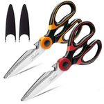 Acelone Kitchen Shears 2-Pack, Heavy Duty Stainless Steel Kitchen Scissors, One for Meat Poultry & BBQ Cutting, One for Vegetable & Herb Slicing, Dishwasher Safe All Purpose Cooking Utility Scissors