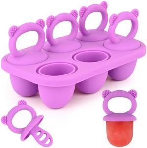 Sakolla Toddler Popsicle Mold, 6-Cavity Mini Popsicle Silicone Molds for Baby Food Storage, Ice Pop Mold with Silicone Sticks for Kids (Purple)