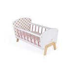 Janod - Candy Chic Bed - Wooden Baby Doll’S Bed with Mattress + Blanket + Pillow - Soft Shiny Colours - Accessories for Babies - from 3 Years Old, J05889