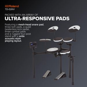 Roland TD-02KV Electronic V-Drums Kit – Compact Digital Drum Set