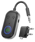 Bluetooth Transmitter Receiver, Aux Wireless Adapter Bluetooth 5.3, 2-in-1 Bluetooth Transmitter for TV, Airplane, Home Stereo, Speakers, Headphone, Car, 3.5mm Jack Dual Bluetooth Connection