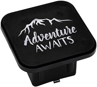 Swono Adventure Awaits Hitch Covers 2 Inch Inspiration Quote Adventure Mountains Rubber Receiver Tube Hitch Plug for Men, Square Hitch Box Cover Towing Hitch Plug Covers for Women