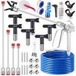 26PCS Airless Paint Sprayer Gun Kit with Swivel Joint, 3600 PSI Spray Gun, 50Ft High-Pressure Hose, 6 Reversible Spray Tips, 4 Extension Rods, Filters, Nozzle Seats, Cleaning Brush & Thread Seal Tape