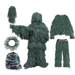 Goetland 5pcs Airsoft Ghillie Suit Adult 3D Camouflage Hunting Apparel Camouflage Clothing Gilly Woodland Forest Desert For Men Youth