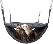 Niteangel Luxury Double Bunkbed Hammock, Fit 2 Adult Ferrets or 5 More Adult Rats Warm Plush Hanging Hammock Bed Hideout for Hamster Guinea Pig Rat Ferret Chinchill(Gray)