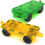 ANVIE & ABEER® Magnetic Tiles Cars Construction Set - 2 PCS Magnetic Tiles Magnet Bricks Truck Sensory Toys, Educational Magnetic Cars Set Magnet Building Blocks (Set of 2 CAR CHASIS Random Colour)