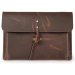 Londo Real Grain Leather MacBook Case with Front Pocket & Flap Closure (Cinnamon, 15-16 Inches), OTTO506