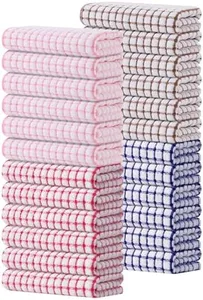 Kitinjoy Cotton 24 Pack Terry Kitchen Towels, 16 x 25 Inches Super Soft and Absorbent Dish Towels, Quick Drying Hand Towels for Kitchen Drying, Mix Colour