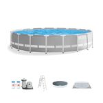 INTEX 26755EH Prism Frame Premium above Ground Swimming Pool Set: 20ft x 52in – includes 1500 GPH Cartridge Filter Pump – Removable Ladder – Pool Cover – Ground Cloth