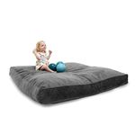CordaRoy's Sensory Crash Pad - Sensory Pad for Jumping & Tumbling, Comfortable Sleepovers, Reading, Lounging & More - Soft, Durable Pad for Bedroom, Kids Room, Living Room - Plush Fur - Grey