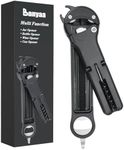 Banyaa 7 in 1 Jar Opener Bottle Opener and Wine Opener for Seniors with Arthritis, Weak Hands, Multi Retractable Magnetic Can Opener, Original Kitchen Lid Opener Tool (Black)