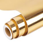 Prime Vinyl Gold Permanent Vinyl, Chrome Gold Vinyl for Cricut - 12" x 10 FT-Metallic Adhesive Vinyl for Silhouette Cameo, Decor Sticker, Cutting Machine, Home Decal