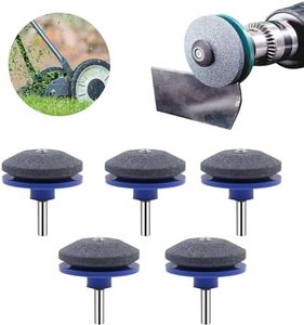 Lawnmower Blade Sharpener, 2025 New Mower Blade Sharpener, Quality Double Layer Corundum Lawn Mower Blade Sharpener, Lawnmower Dull Blade Sharpener for Any Power Hand Drill (5Pcs-Blue)