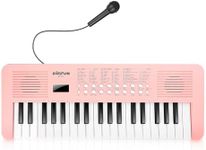 Kids Keyboard Musical Toys, 37 Key Portable Electronic Piano with Microphone, Beginner's Piano Keyboard Birthday Gift for 3-8 Year Old Girls & Boys (Pink)