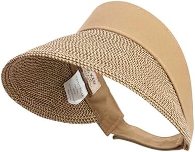UPF 50+ Canvas Crown Paper Braid Visor (US, Alpha, One Size, Brown Tweed)