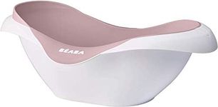 BEABA Baby Bath, Non-Slip and Comfortable, Ergonomic and Multi-Functional, Soft and Flexible Material, Drain Plug, Camélé'O, Made in France, Old Pink