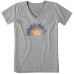 Life is Good Women's Crusher Tee, Short Sleeve Cotton Graphic T-Shirts, Watercolor Daisy Birds, Heather Gray, Large