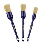 YeewayVeh Car Detailing Brush Set, 3 Pack Ultra Soft Boars Hair Detailing Brush for Car Gaps Emblems Air Vents Engine Bay and Wheels Crevices Cleaning Auto Detail Brushes, Indigo