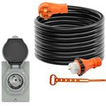 OPL5 50 Amp Generator Cord and Power Inlet Box (Pre-Drilled) Waterproof Kit, Generator Cords 50 Amp, 125/250 Volts,Generator Power Cord NEMA 14-50P to SS2-50R Extension Cord, ETL Listed (25FT)