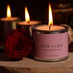 Highly Scented Rose and Oud Aroma Scented Candles | Womens Day Gifts | Scented Tin Container Candles | Travel Friendly Candles | Candles For Home Decor | Scented Candles Gift Set | Candles Gift Set | Candles For Gifting - 50 hrs