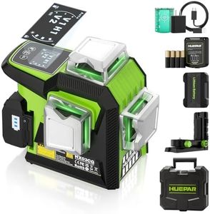 Huepar 3 x 360 Laser Level with LCD Display, 1/13In High Accuracy 3D Green Laser Line Level with Rechargeable Battery & Pulse Mode & Adjust Brightness Laser -Magnetic Base, Hard Carry Case