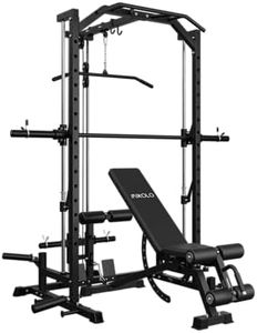 Mikolo Smith Machine Home Gym Power Cage (1:1 Ratio Strength Trainer) (Space Saving Design) (with 8 Free Attachments) Squat Rack for Full Body Training, Bench