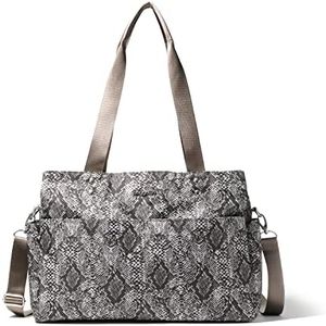 Baggallini The Only Bag - Multi-Compartment Crossbody Tote Bag for Women, Tan Python, One Size