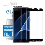 Novago Compatible with Samsung Galaxy S7 Edge Curved Tempered Glass Screen Protector, Film A Little Smaller Than the Screen Compatible with All Cases (x2, Black)