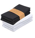 Ruvanti Cloth Napkins Set of 12, 18x18 Inches Napkins Cloth Washable, Soft, Durable, Absorbent, Cotton Blend. Table Dinner Napkins Cloth for Hotel, Lunch, Restaurant, Wedding Parties - Black & White