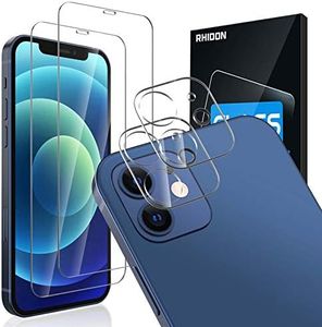 [4Pack] 2 Pack Screen Protector Tempered Glass Compatible with iPhone 12 5G (6.1”)+2 Pack Camera Lens Protector Tempered Glass for iPhone 12 6.1, HD Clear Anti-Scratch Bubble Free Case Friendly