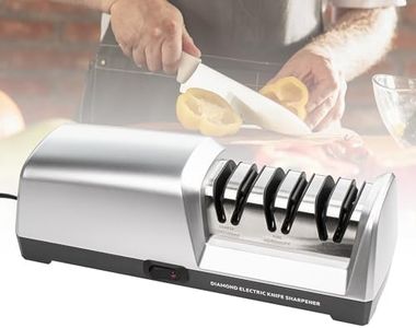 CWOVRS Knife Sharpener Electric, 3-Stage Electric Knife Sharpener, Knife Sharpening System Kit with Precision Soft Angle Guide, Diamond Abrasives for Chef's Knife Kitchen Straight Knife Ceramic Knife