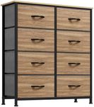 YITAHOME Dresser with 8 Drawers - Fabric Storage Tower, Organizer Unit for Bedroom, Living Room, Hallway, Closets - Sturdy Steel Frame, Wooden Top & Easy Pull Fabric Bins, Burlywood Grain