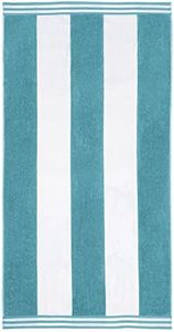 Superior Luxurious 100% Cotton Beach Towels, Oversized 34" x 64", Soft Velour Cotton and Absorbent Cotton Terry, Thick and Plush Striped Beach Towels - Turquoise Cabana Stripes