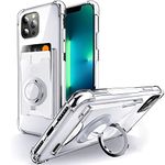 Shields Up for iPhone 13 Pro Max Wallet Case Clear with Card Holder [3 Cards] Ring Stand Minimalist Wallet Case Slim Protective Shockproof Cover for Apple iPhone 13 Pro Max Case 5G 6.7 inch - Clear