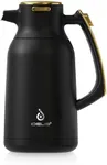 IDEUS 68 oz Stainless Steel Thermal Coffee Carafe, Double Wall Insulated Vacuum Flask, Water Coffee and Beverage Dispenser, 12 Hour Heat 24 Hour Cold Retention (Black Gold)